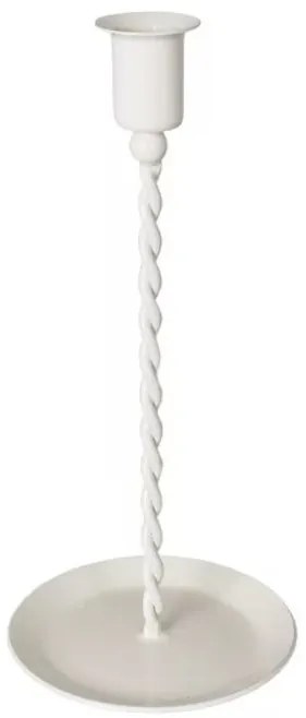 Biely kovový krútený svietnik na úzku sviečku Estelle - Ø 10,5*27 cm