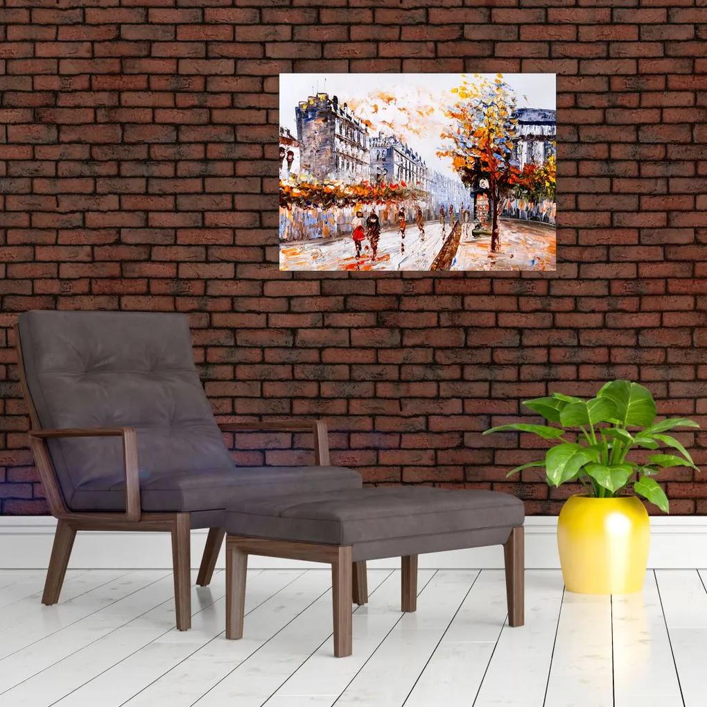 Sklenený obraz - Život v meste (70x50 cm)