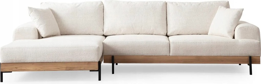 Rohová sedačka Etorella (L) (biela dub)