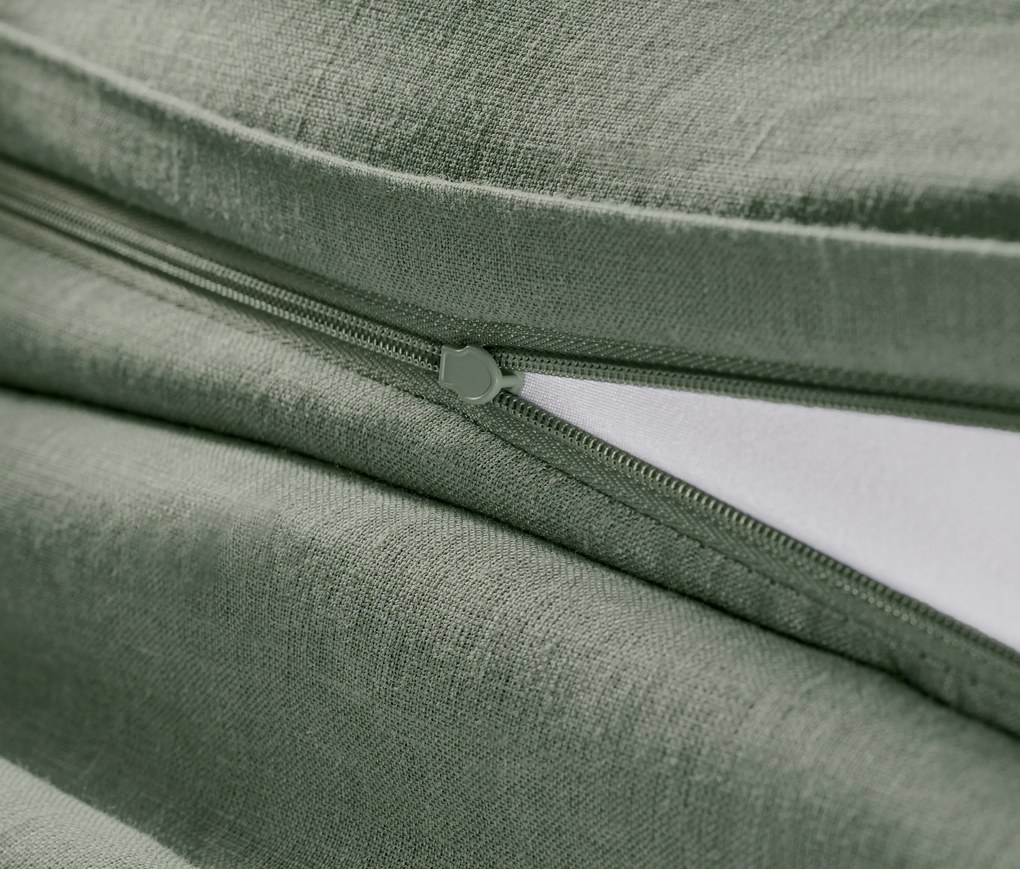 Ľanová posteľná bielizeň, zelená, štandardná veľkosť