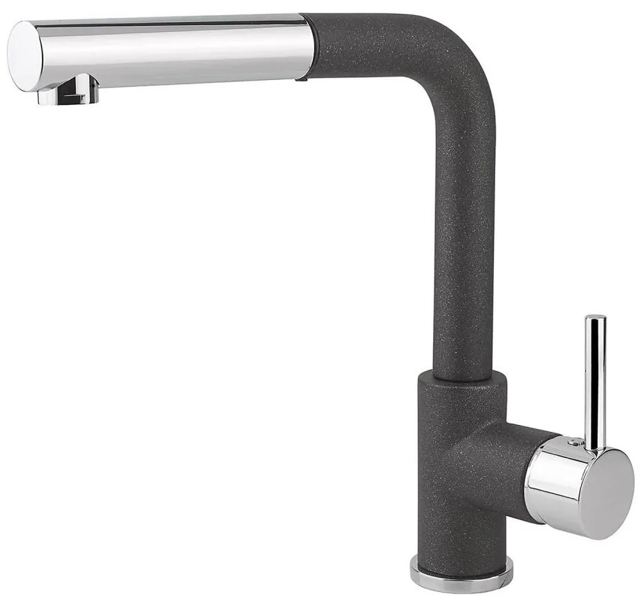 Concept BDG4527BC - Drezová batéria s vysúvacou sprchovou hlavicou 26,9 cm granit/čierna