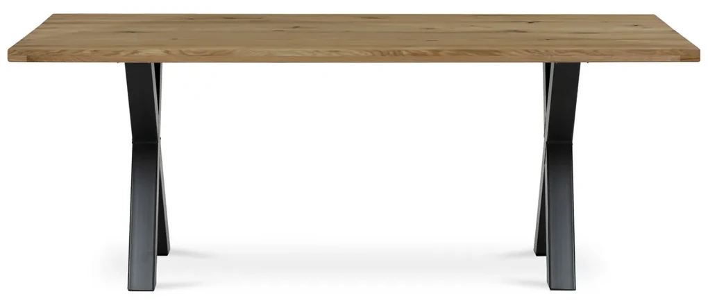 Autronic - Stůl jídelní, 200x100x75 cm,masiv dub, kovová noha ve tvaru písmene"X", černý lak - DS-X200 DUB AKCE