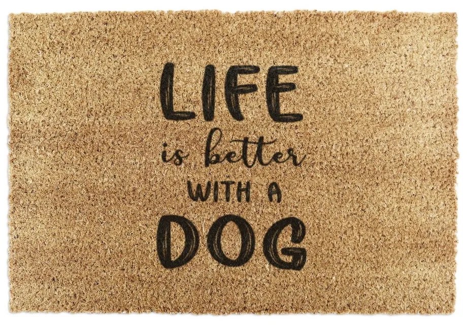 Rohožka z kokosového vlákna 40x60 cm Life Is Better With & Dog – Artsy Doormats