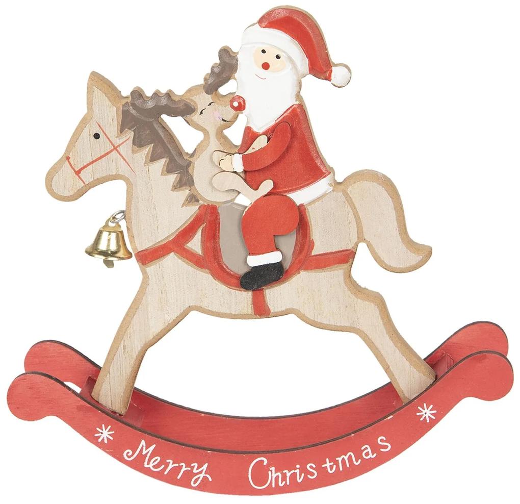 Drevená dekorácia Santa na koni - 22 * ​​22 * ​​5 cm