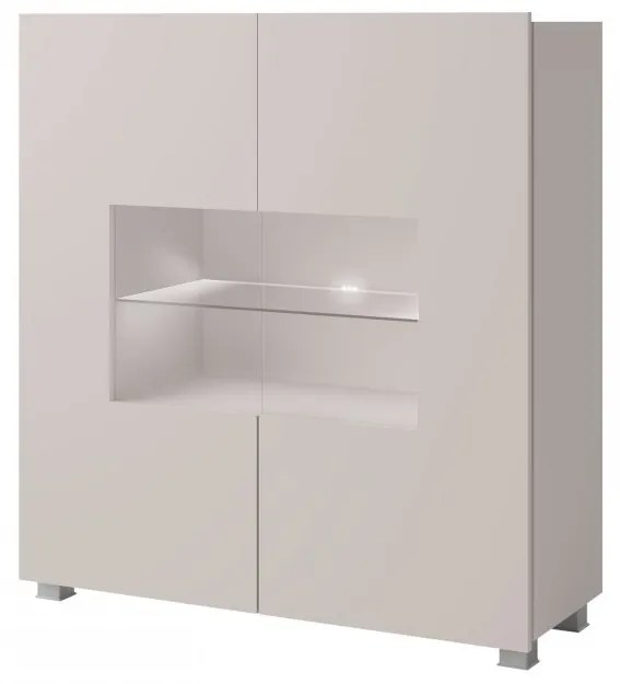 Komoda Bralani BR01, Farby: biela / biely lesk, Osvetlenie: osvetlenie LED biele
