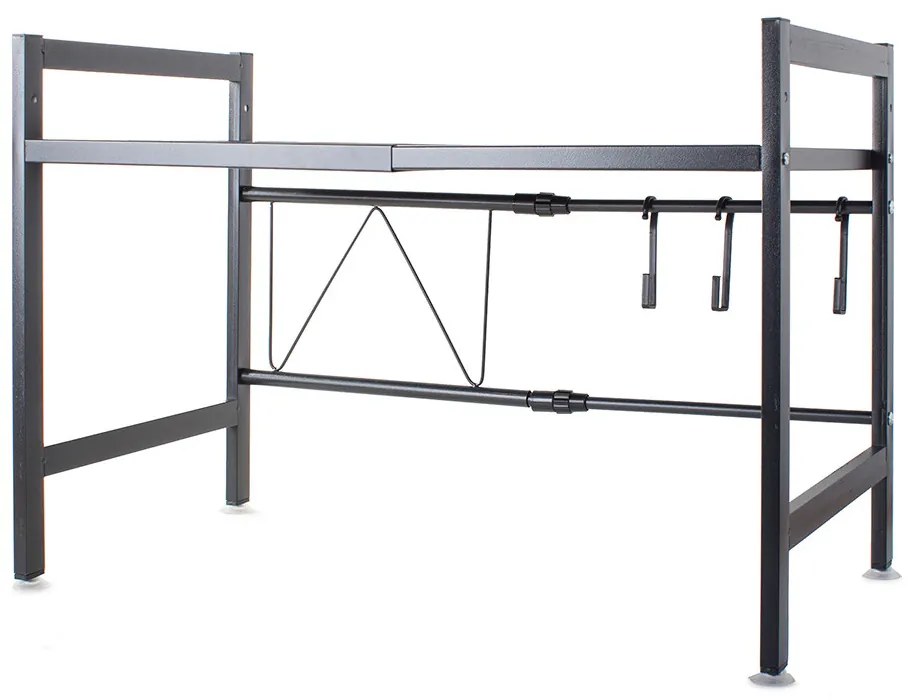 eCarla Stojan na mikrovlnku, polička s nastaviteľnou šírkou 37-65cm, čierny kov