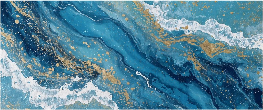 Obraz - Bledomodrý mramor so zlatom II. (120x50 cm)