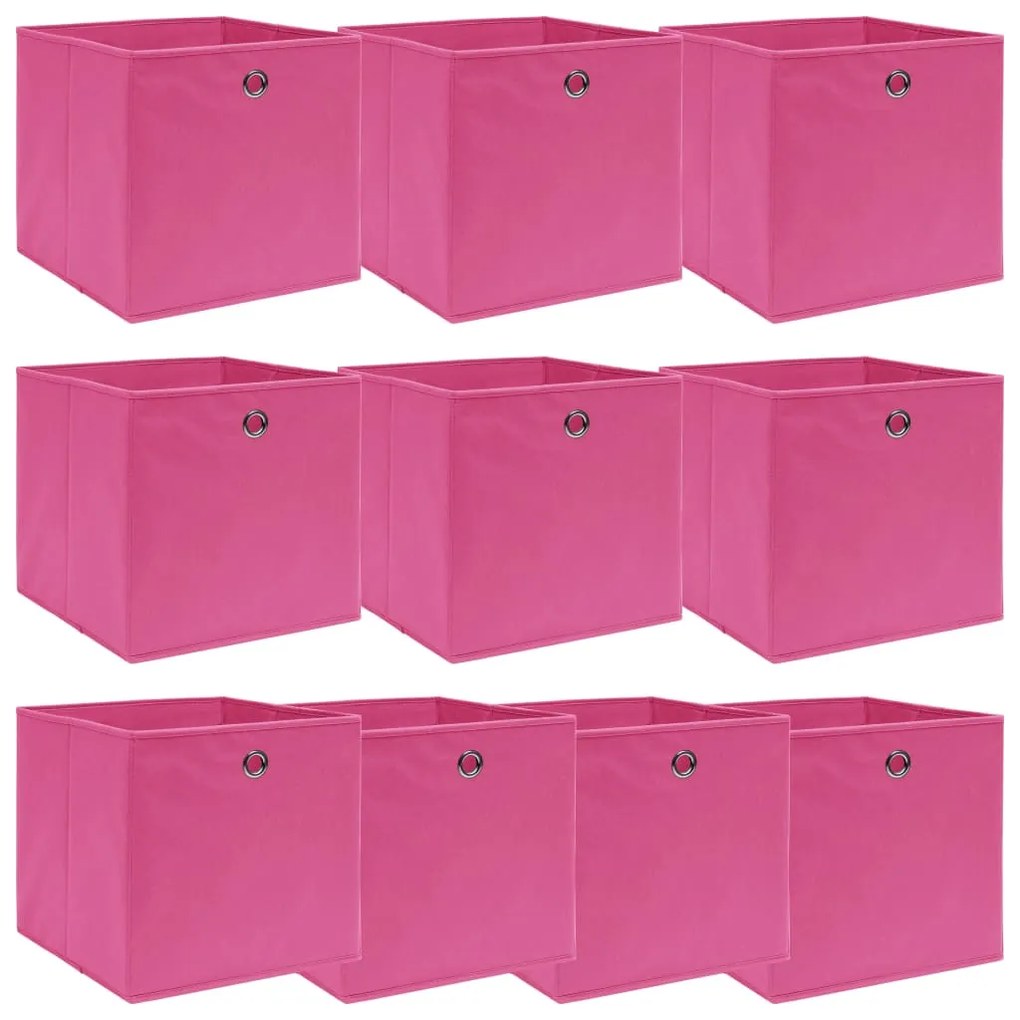 vidaXL Úložné boxy 10 ks ružové 32x32x32 cm látkové
