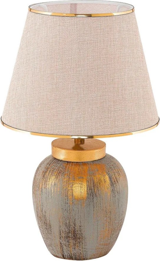 Krémovobiela/v zlatej farbe stolová lampa s textilným tienidlom (výška 47 cm) Yakamoz – Opviq lights