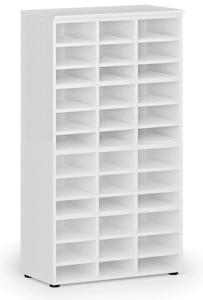 Triediaci regál PRIMO WHITE, 800 x 420 x 1434 mm, 36 priehradok, biely
