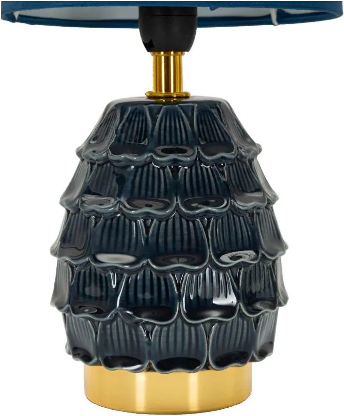 Modrá keramická stolová lampa s textilným tienidlom (výška 30,5 cm) Pigny – Mauro Ferretti