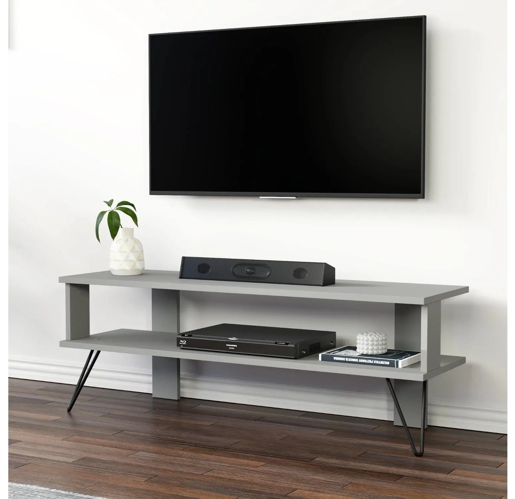 TV stolík/skrinka Dual (sivá). Akcia -20%. Vlastná spoľahlivá doprava až k Vám domov. 1107982