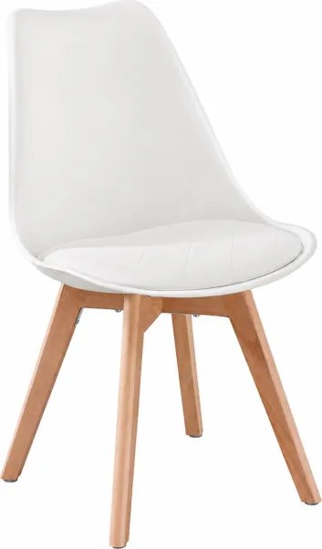 Set dvoch jedálenských stoličiek KDCB35988WD01 biele / hnedé nohy (2 ks)