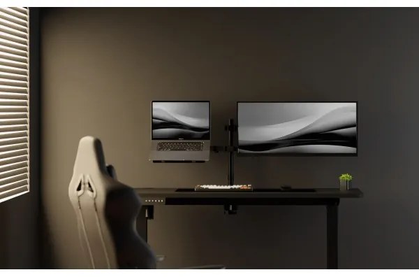 Výškovo nastaviteľný písací stôl LEVANO 140x60 cm čierna