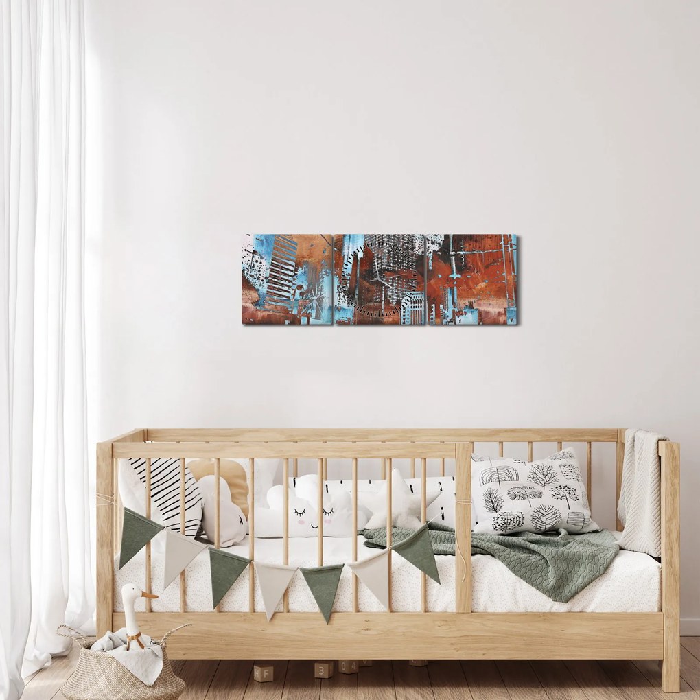 Obraz - Mrakodrapy (s hodinami) (90x30 cm)