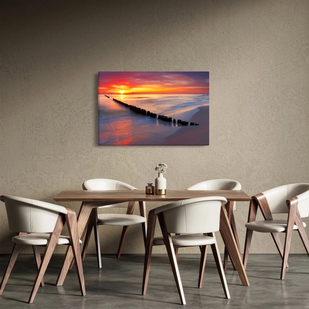 Obraz - Západ slnka, Baltské more, Poľsko (90x60 cm)