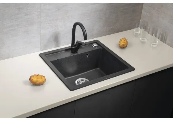 Sapho - Kuchynský drez 53x50 cm granit/čierny