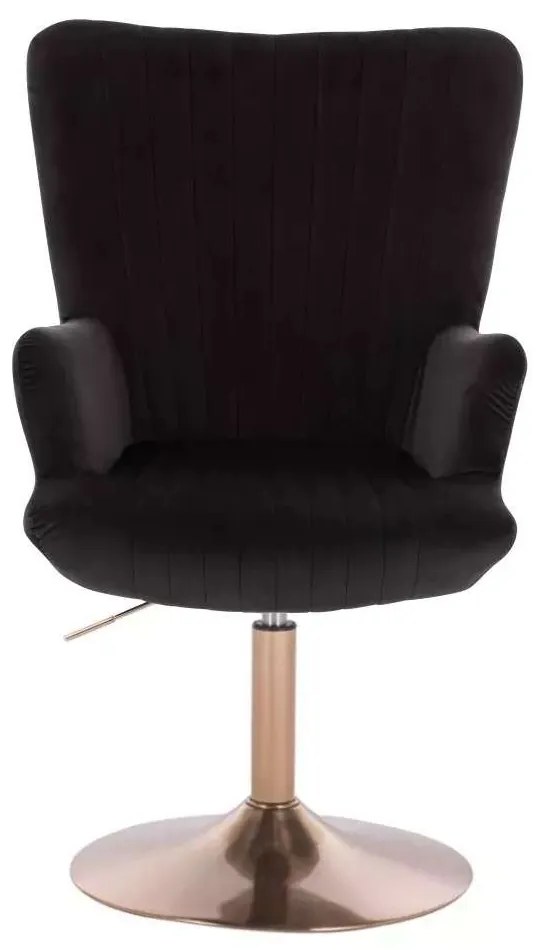 LuxuryForm DESIGN Kreslo AMADEO VELUR na zlatom tanieri - čierne
