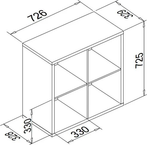 Regál Max, 2x2 priehradky, dub sonoma