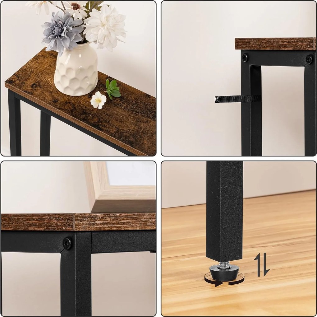 Konzolový stolík Vasagle Nerry s nabíjacou stanicou 180 cm čierny/hnedý