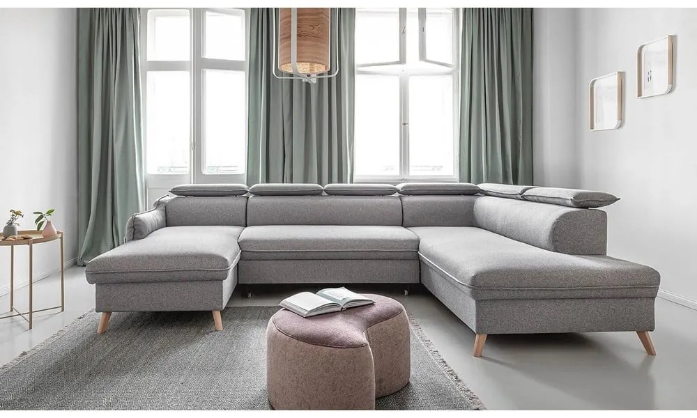 Svetlosivá rozkladacia rohová pohovka (pravý roh) Sweet Harmony – Miuform