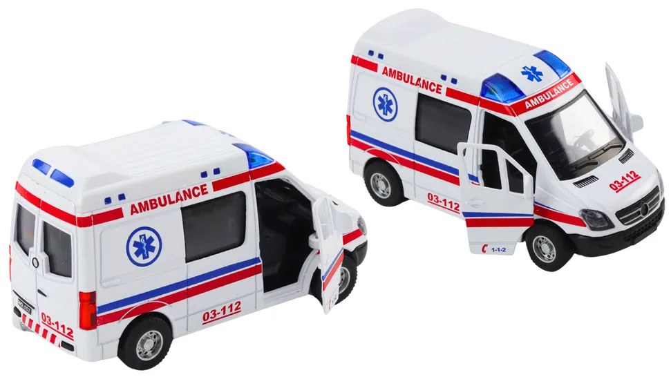 LEAN TOYS Sanitka 1:32, svetlá, zvuky - biela
