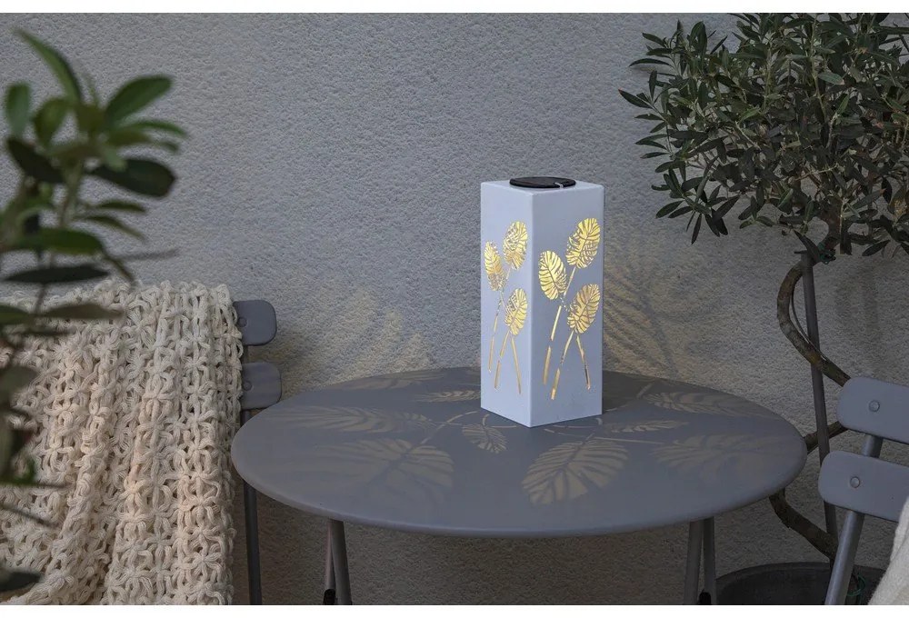 Biela solárna LED svetelná dekorácia z kovu Star Trading Albaleaf