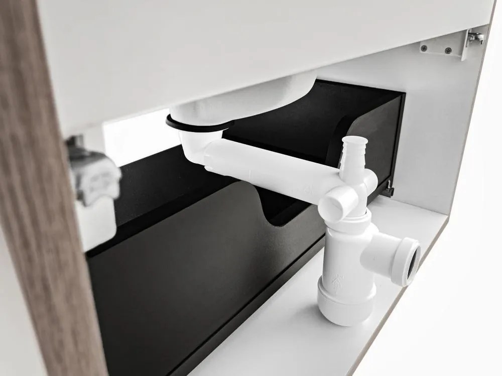 Kúpeľňová skrinka Fiji so zápustným umývadlom 100 cm biela/dub pobrežie evokujúce