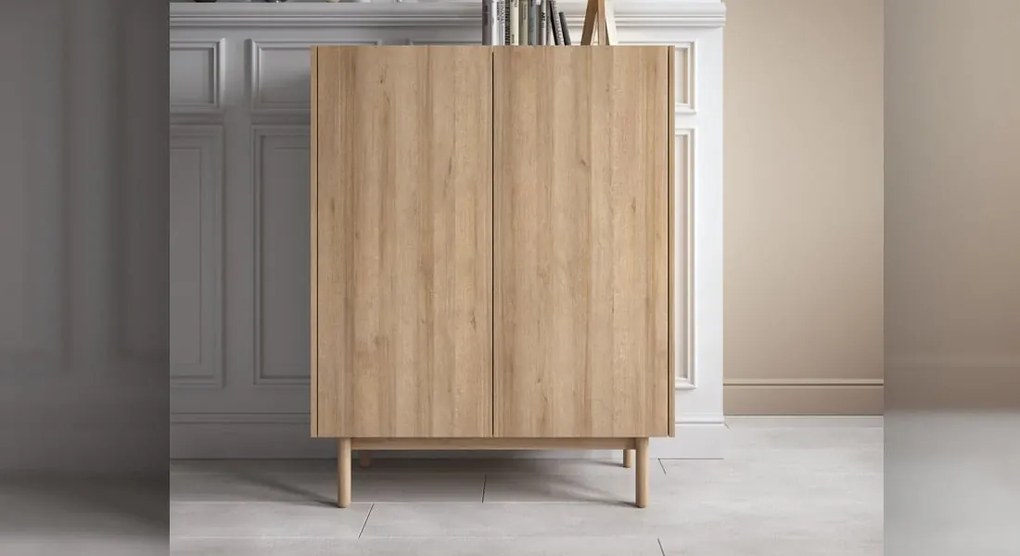 Komoda Boho La 97 cm dub riviéra/biely mramor