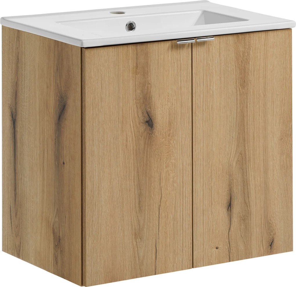 Comad Kúpeľňová skrinka s keramickým umývadlom Nova Oak II 60 cm - dub coast evoke