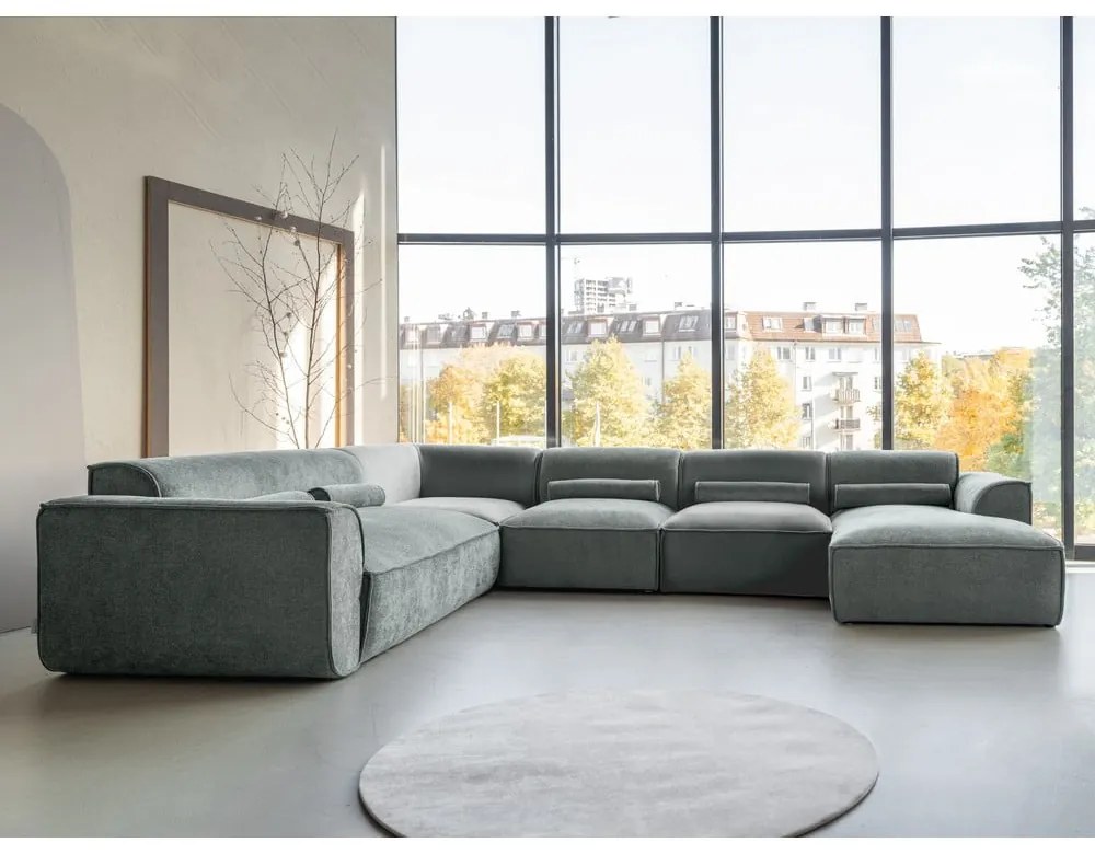 Svetlozelená rohová pohovka (ľavý roh/do tvaru "U") Flex Felix – Miuform