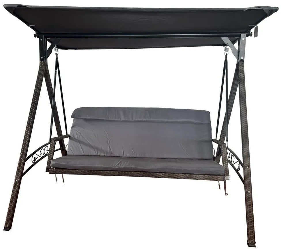 RATTAN záhradná hojdačka hnedá