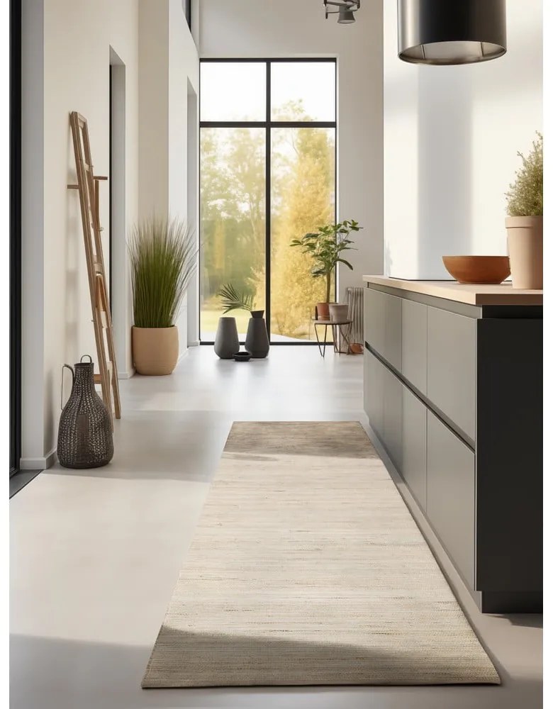 Béžový obojstranný/ručne tkaný behúň s prímesou juty 80x200 cm Handloom – Hanse Home