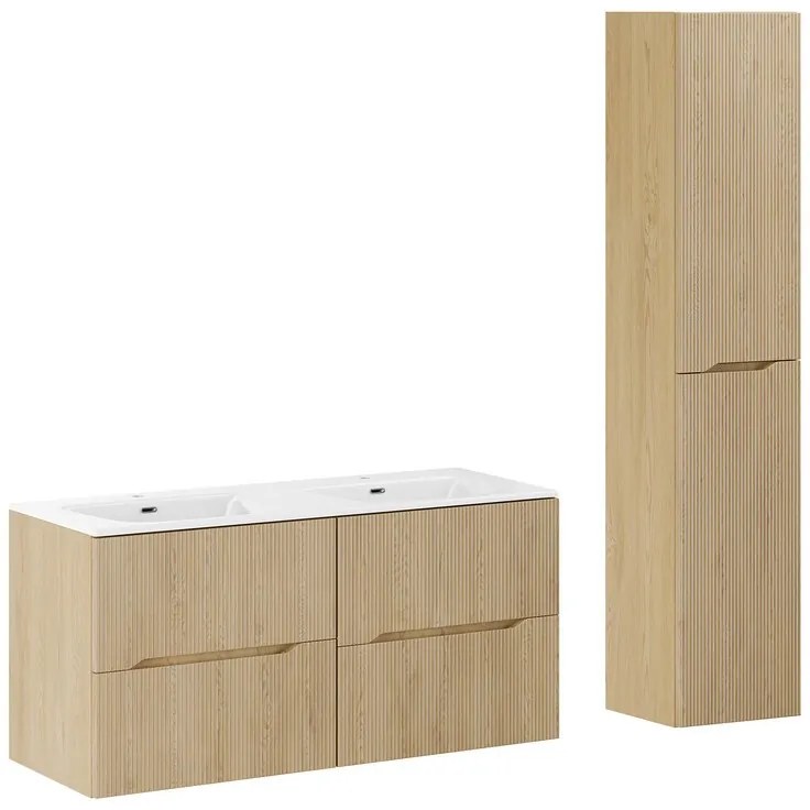 Kúpeľňová zostava Nordic so skrinkami a zápustnými umývadlami 120 cm dub cremona
