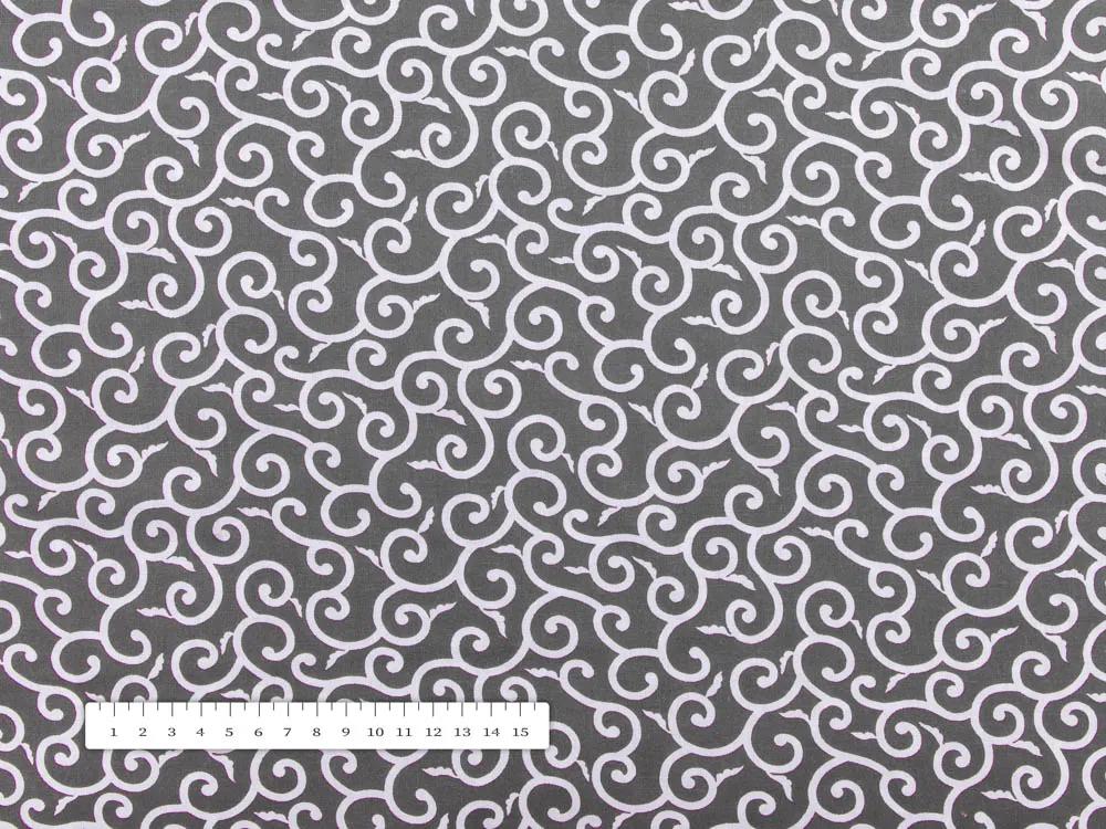 Biante Bavlnený oválny obrus Sandra SA-258 Ornamenty na tmavo sivom 120x180 cm