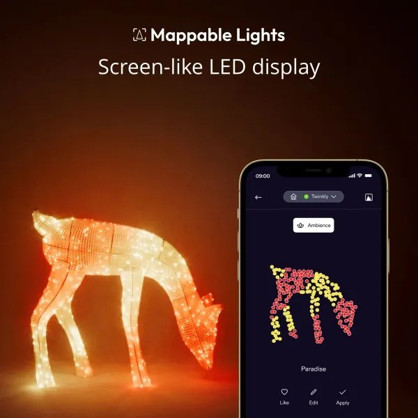 Twinkly TW3RD140SPP-TEU - LED RGBW Stmievateľný vonkajší sob 160xLED IP44 Wi-Fi