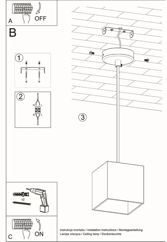 Závesné svietidlo QUAD 1 biele