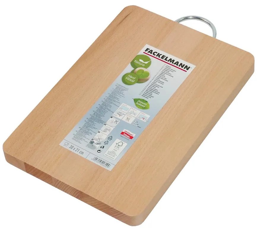 Drevená doska 30x21x2,1cm s kovovým úchytom 21310