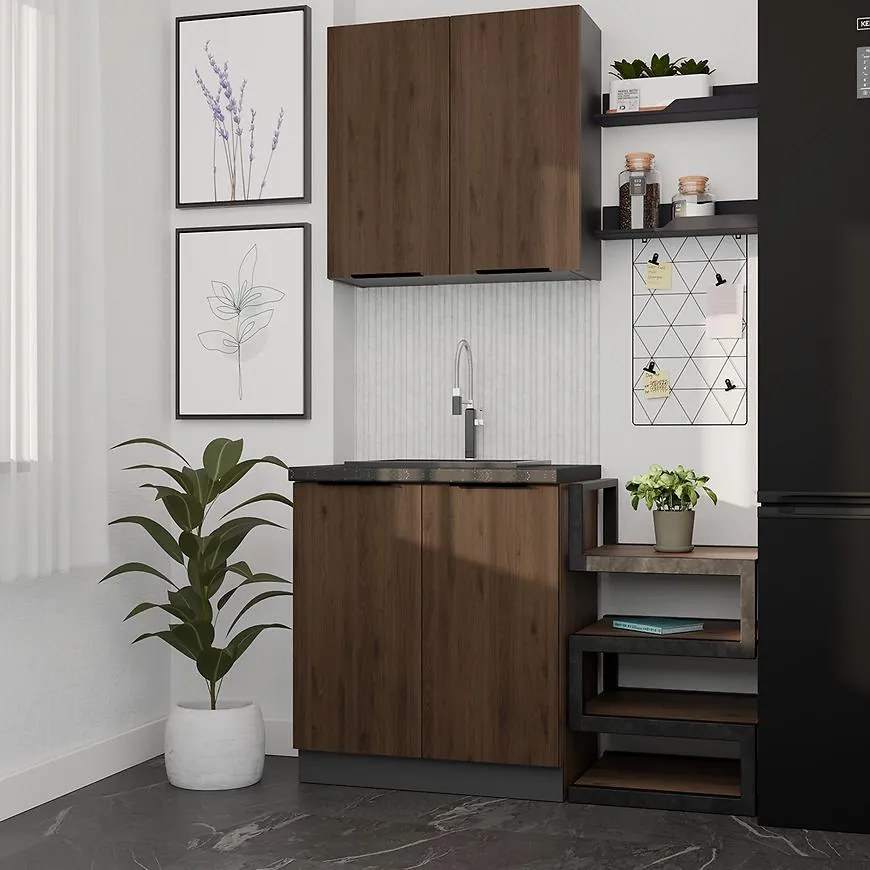 Kuchynská Linka Monza Orech Okapi 80 cm bez pracovnej dosky