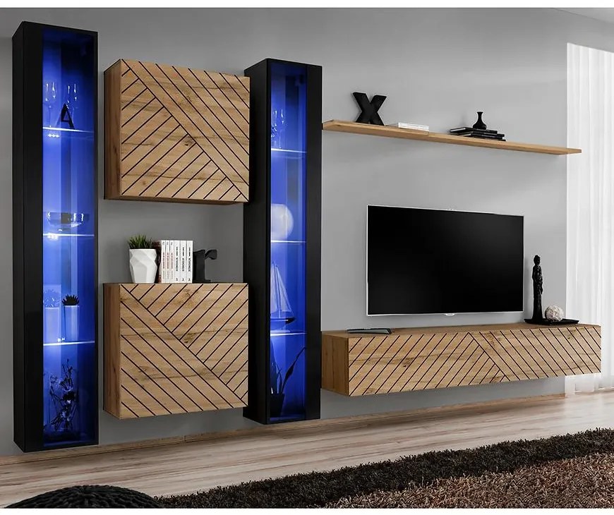 Obývacia Stena Switch XVI Line Čierna/Wotan