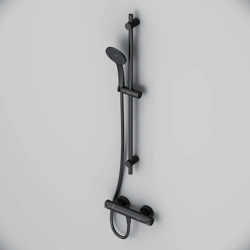 Ručná sprchová súprava AM.PM Hit F428TA46 s termostatickou sprchovou batériou, čierna