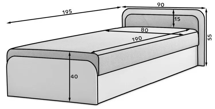 Okrovožltá/hnedá čalúnená/z drevotriesky jednolôžková posteľ s úložným priestorom s matracom 80x190 cm Parys – ELTAP