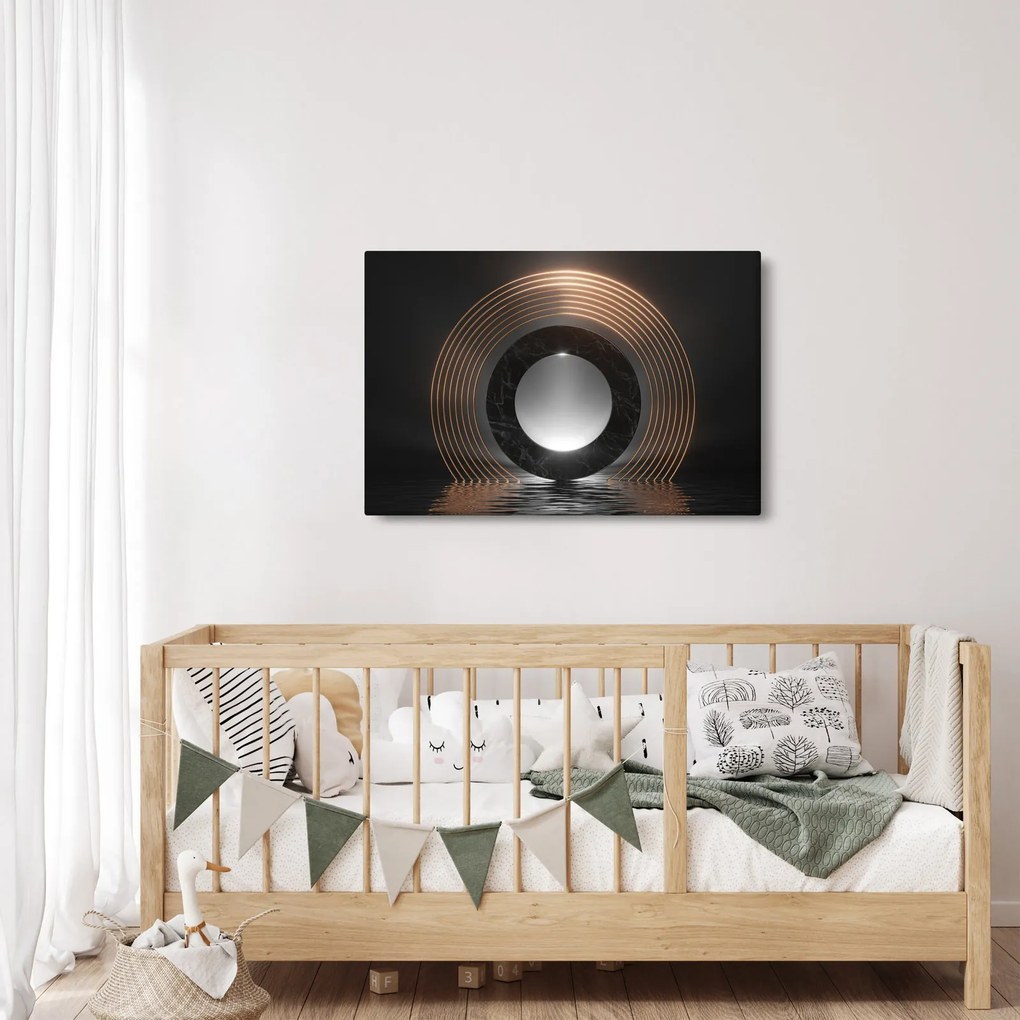 Obraz - Abstrakcia, mesiac nad vodou (90x60 cm)