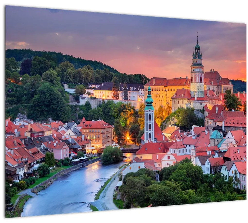 Sklenený obraz - Český Krumlov (70x50 cm)