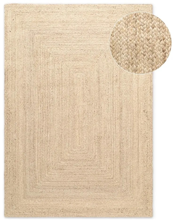 Obojstranný/ručne tkaný jutový koberec v svetlo prírodnej farbe 60x90 cm Juno – Hanse Home