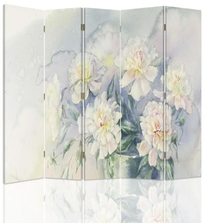Ozdobný paraván Kytice Květiny Pastel - 180x170 cm, päťdielny, klasický paraván