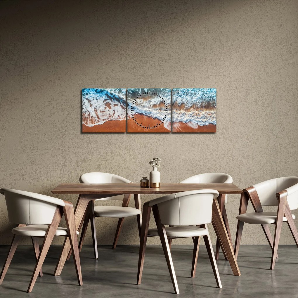Obraz morskej pláže (s hodinami) (90x30 cm)