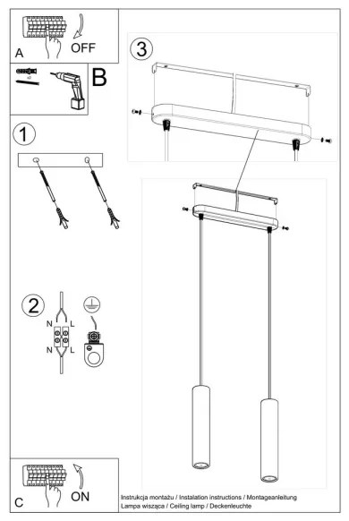 Sollux SL.0654 - Luster na lanku LUVO 2xGU10/40W/230V betón/čierna