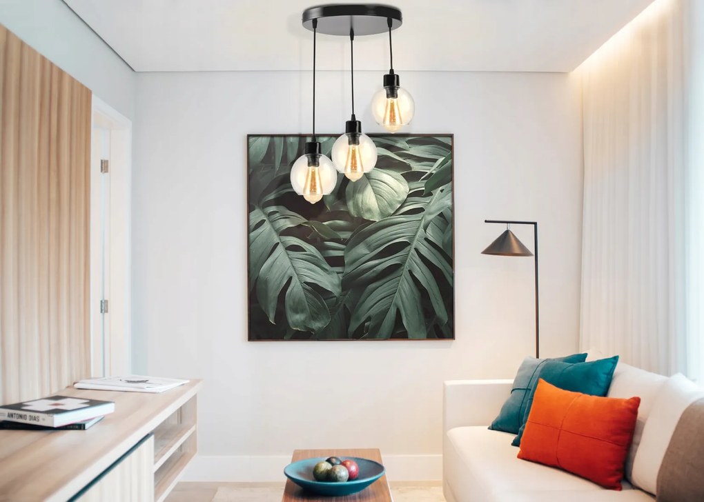 BERGE LED stropné svietidlo 3xE27, priehľadná sklenená guľa