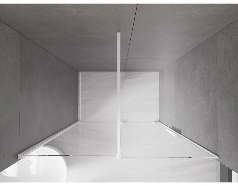 Mexen Velar, posuvné dvere do otvoru 130x200 cm, 8mm číre sklo, biely profil, 871-130-000-01-20